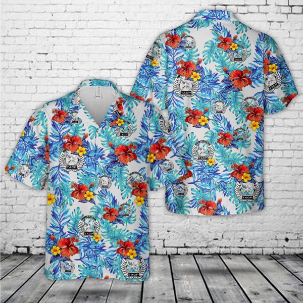 U.S. Air Force Tactical Air Control Party Hawaiian Shirt for Men - Military Emblem & Tropical Design, Perfect for Aviation Enthusiasts