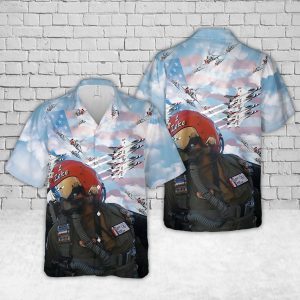 U.S. Air Force Thunderbirds Hawaiian Shirt for Men - Aerial Performance & Fireworks Design, Ideal for Aviation Lovers