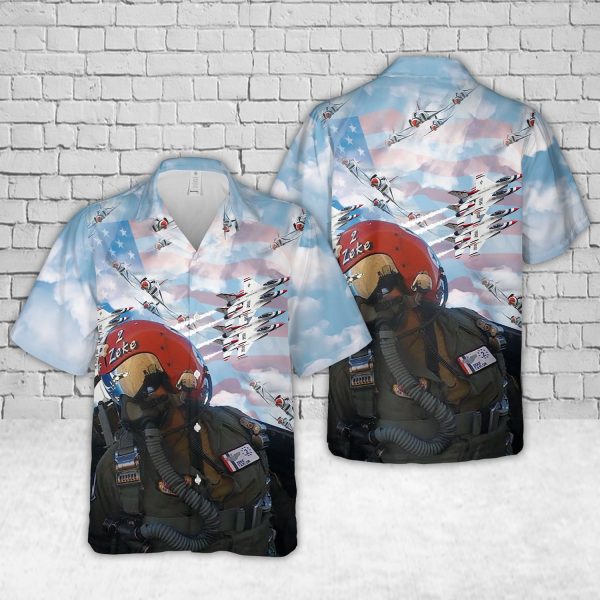 U.S. Air Force Thunderbirds Hawaiian Shirt for Men - Aerial Performance & Fireworks Design, Ideal for Aviation Lovers