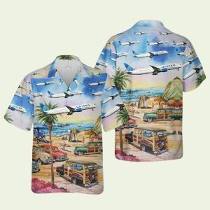 United Airlines Boeing Dreamliner Hawaiian Shirt