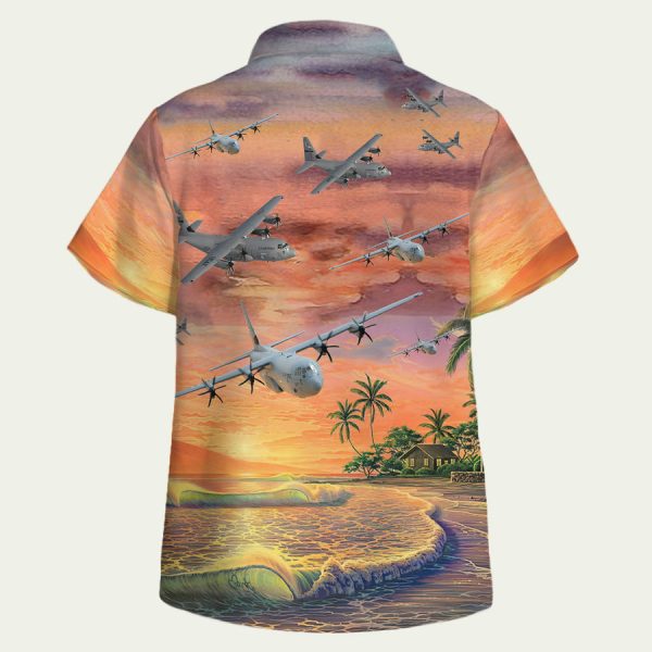 United States Air Force Lockheed Martin C130J Super Hercules Hawaiian Shirt - Image 2