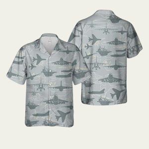 Us Air Force Ltv A7 Corsair Ii Silhouette 2 Hawaiian Shirt