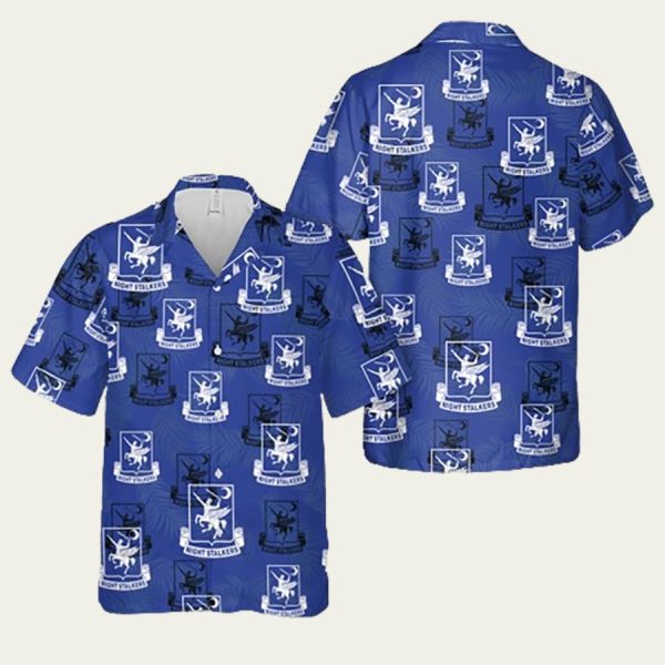 Us Army 160Th Special Operations Aviation Regiment (Airborne) Nightstalkers Silhouette Hawaiian Shirt