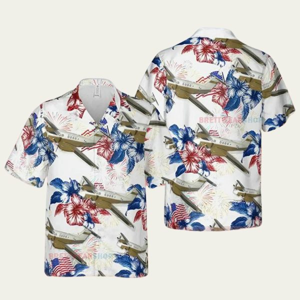 Us Army C12 Huron Aircraft Hawaiian Shirt