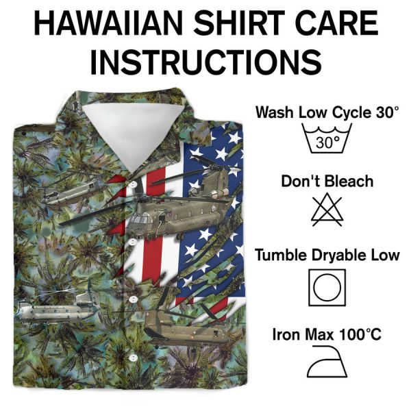 US Flag Army Boeing CH47 Chinook Helicopters Camo Hawaiian Shirt - Image 3