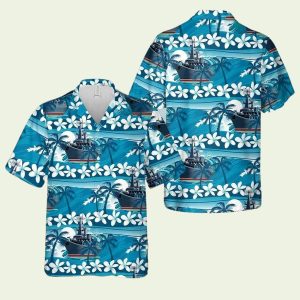Us Navy Ship Floral Hawaiian Shirt