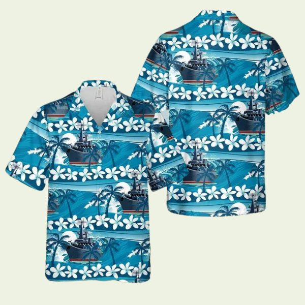 Us Navy Ship Floral Hawaiian Shirt