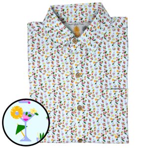 Men's Hawaiian Shirt - Vacation Drinks Print Polyester Summer Shirt