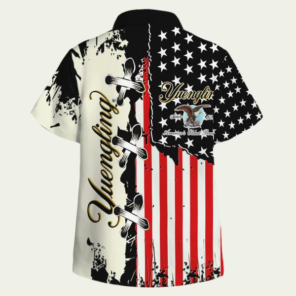 Yuengling Beer American Flag Hawaiian Shirt - Image 2