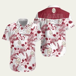 Yuengling Lager Beer Tropical Red And White Hawaiian Shirt
