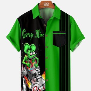 Men's Hawaiian Shirt - Automotive Stripe Racing Style Summer Shirt