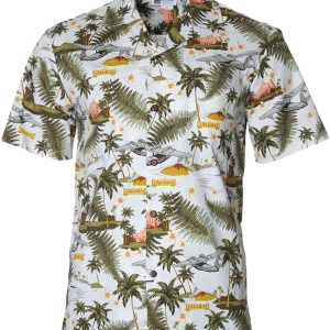 Men's Hawaiian Shirt - Airplanes Polyester Aloha Print Casual Shirt