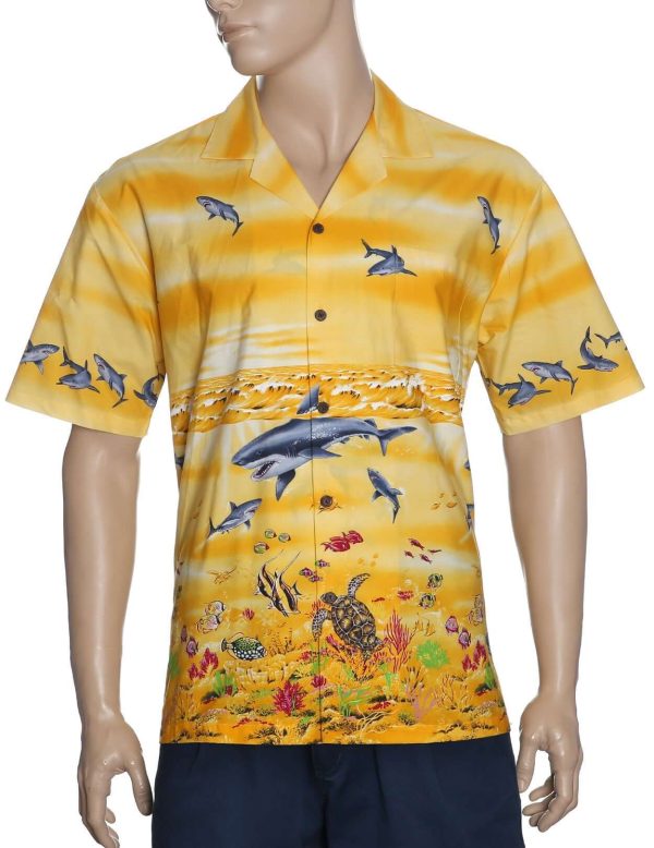 Men's Hawaiian Shirt - Polyester Aloha Border Print Shirt