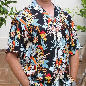 Men's Hawaiian Shirt - Polyester Aloha Island Parrots Print Shirt