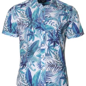 Men's Hawaiian Shirt - Aloha Palm Polyester Wrinkle-Free Casual Shirt