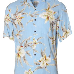 Men's Hawaiian Shirt - Orchids Aloha Polyester Print Casual Summer Shirt