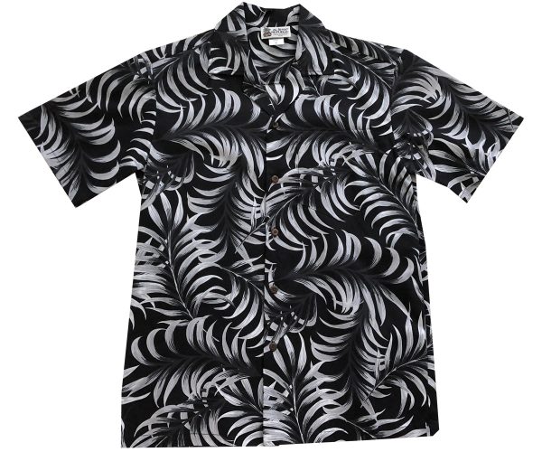 Men's Hawaiian Shirt - Tropical Tradewinds Black Print Polyester Casual Summer Shirt