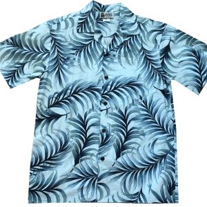 Men's Hawaiian Shirt - Tropical Tradewinds Blue Print Polyester Casual Summer Shirt
