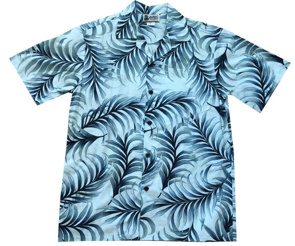 Men's Hawaiian Shirt - Tropical Tradewinds Blue Print Polyester Casual Summer Shirt