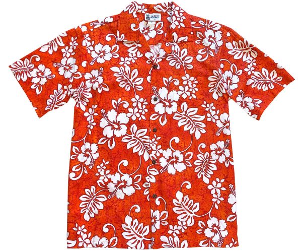 Men's Hawaiian Shirt - Tropic Flavor Orange Print Polyester Casual Summer Shirt