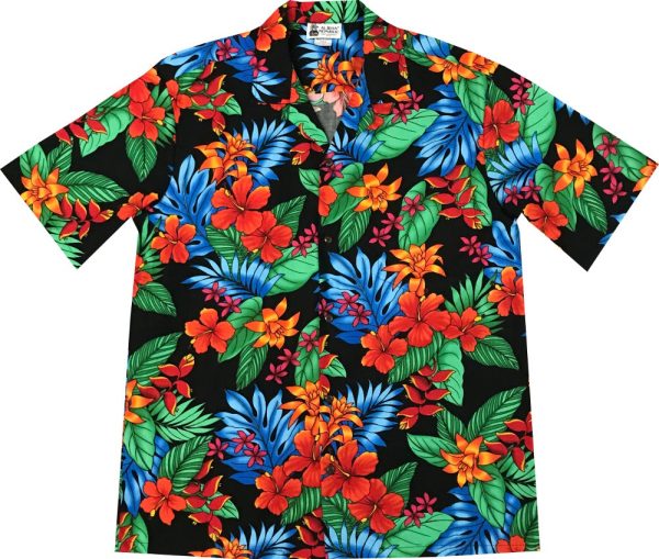 Men's Hawaiian Shirt - Jungle Dream Black Print Polyester Casual Summer Shirt