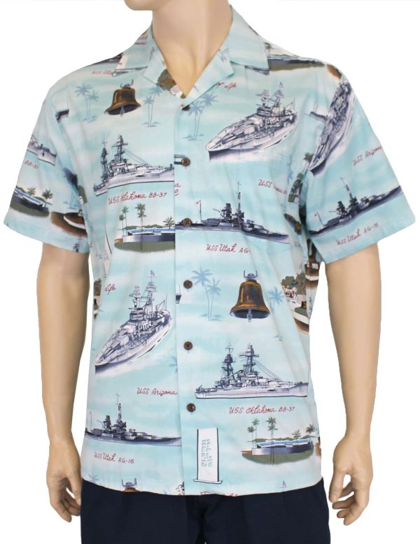 Men's Hawaiian Shirt - Polyester Arizona Memorial Aloha Print Shirt