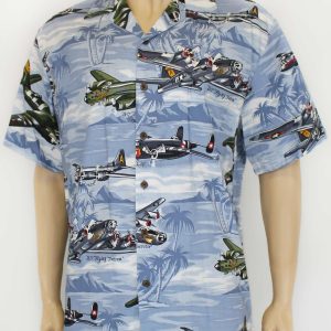 Men's Hawaiian Shirt - Polyester B17 Bomber Aloha Print Shirt