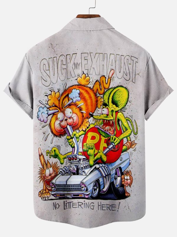 Men's Hawaiian Shirt - Car Anime Mouse Series Cartoon Print Polyester Summer Shirt - Image 2