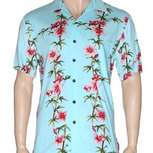 Men's Hawaiian Shirt - Polyester Bamboo Aloha Print Shirt