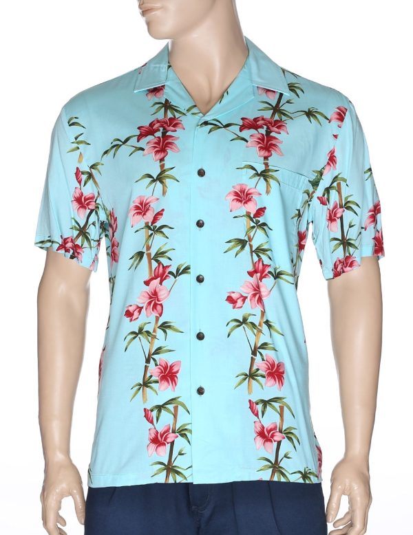 Men's Hawaiian Shirt - Polyester Bamboo Aloha Print Shirt