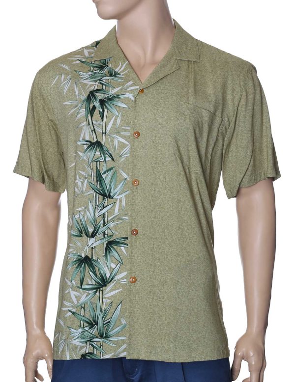 Men's Hawaiian Shirt - Polyester Bamboo Panel Aloha Print Shirt