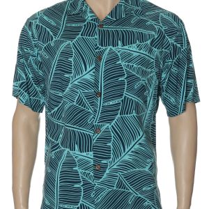 Men's Hawaiian Shirt - Banana Leaves Polyester Aloha Print Casual Shirt