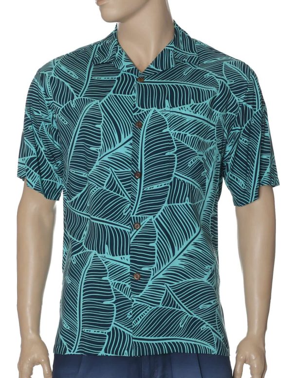 Men's Hawaiian Shirt - Banana Leaves Polyester Aloha Print Casual Shirt
