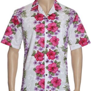 Men's Hawaiian Shirt - Polyester Big Island Hibiscus Aloha Print Shirt
