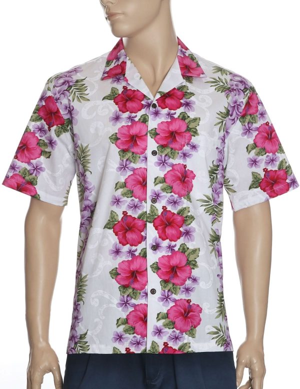 Men's Hawaiian Shirt - Polyester Big Island Hibiscus Aloha Print Shirt
