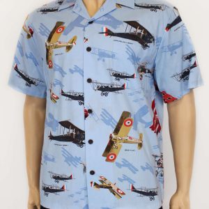 Men's Hawaiian Shirt - Polyester Biplanes Aloha Print Shirt
