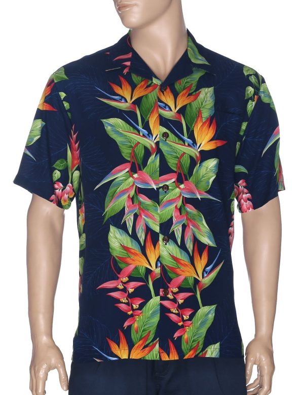 Men's Hawaiian Shirt - Polyester Birds of Paradise Panel Aloha Print Shirt