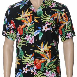 Men's Hawaiian Shirt - Polyester Birds of Paradise Aloha Print Shirt