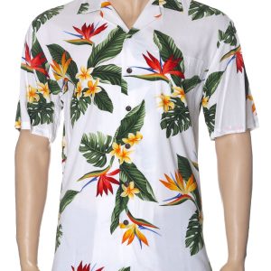 Men's Hawaiian Shirt - Polyester Birds of Paradise Aloha Print Shirt