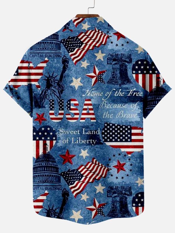 Men's Hawaiian Shirt - 1776 Flag Print Patriotic Independence Day Summer Shirt - Image 2