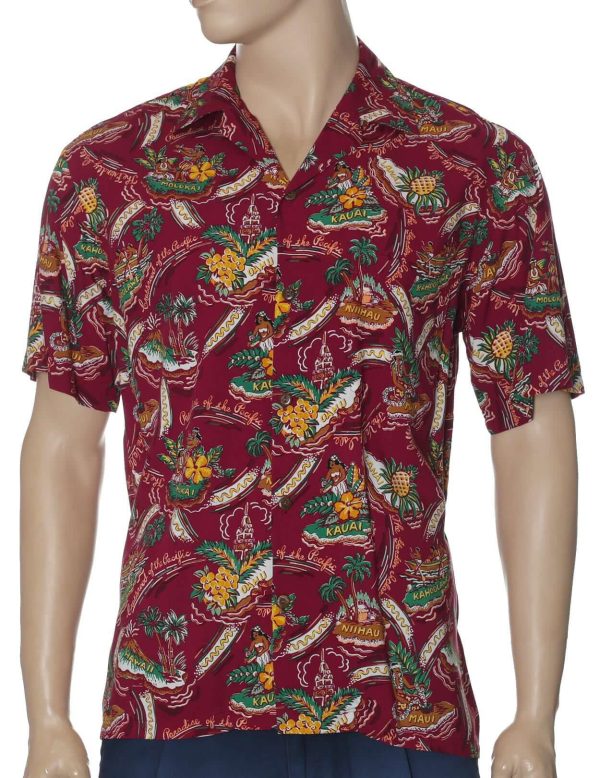 Men's Hawaiian Shirt - Cool Resort Polyester Aloha Print Casual Shirt