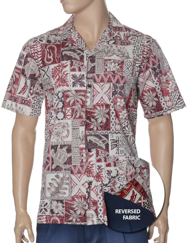 Men's Hawaiian Shirt - Tapa Honu Polyester Aloha Print Casual Shirt