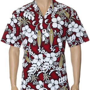 Men's Hawaiian Shirt - Polyester Cotton Vintage Surfboards Aloha Shirt