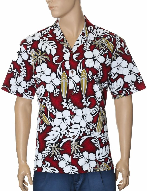 Men's Hawaiian Shirt - Polyester Cotton Vintage Surfboards Aloha Shirt