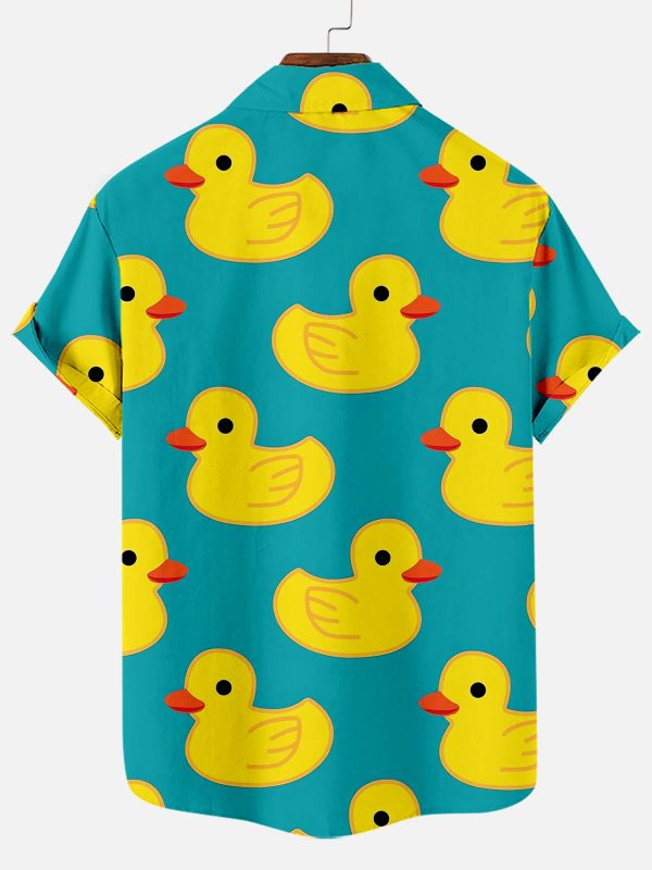 Men's Hawaiian Shirt - Cute Little Yellow Duck Print Polyester Tropical Summer Shirt - Image 2