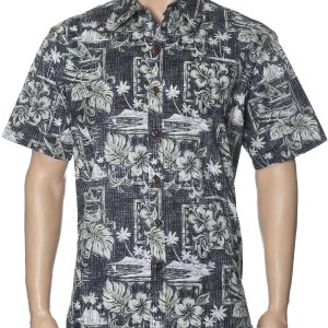 Men's Hawaiian Shirt - 'Polyester Diamond Head Button-Up Dress Shirt