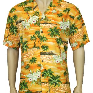 Men's Hawaiian Shirt - Polyester Diamond Head Aloha Print Shirt
