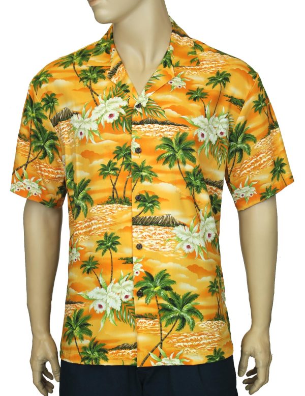 Men's Hawaiian Shirt - Polyester Diamond Head Aloha Print Shirt