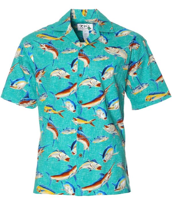 Men's Hawaiian Shirt - Fishing Time Aloha Print Polyester Casual Shirt