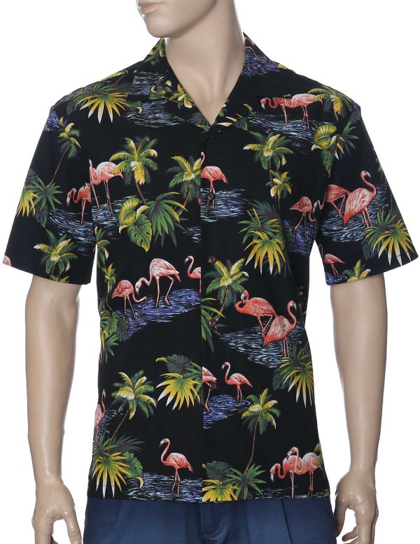 Men's Hawaiian Shirt - Polyester Flamingos Aloha Friday Print Shirt